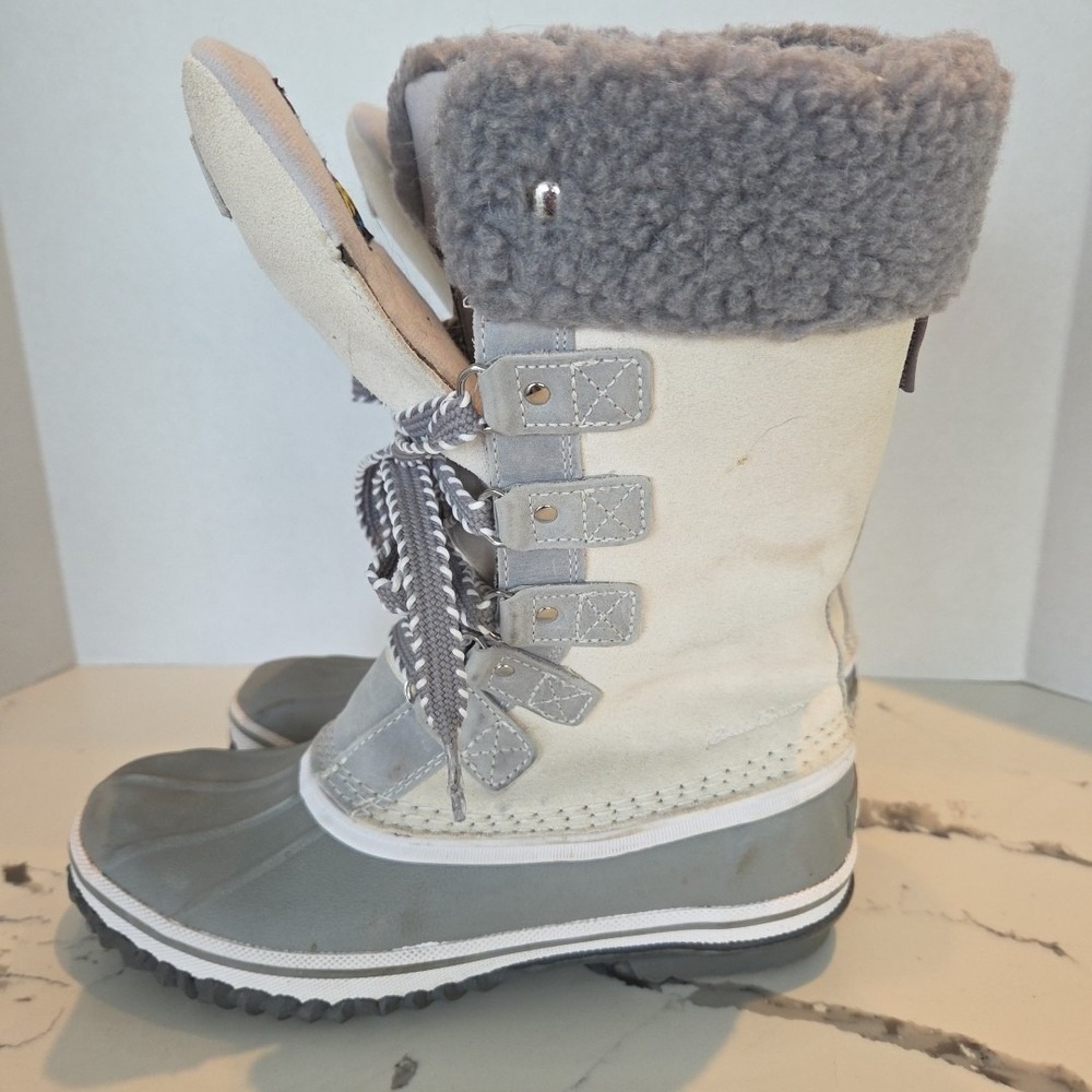 Eddie Bauer Women's Hunt Pac Thermafill Winter Boots Fur Suede Beige Size 7 - Picture 8 of 16